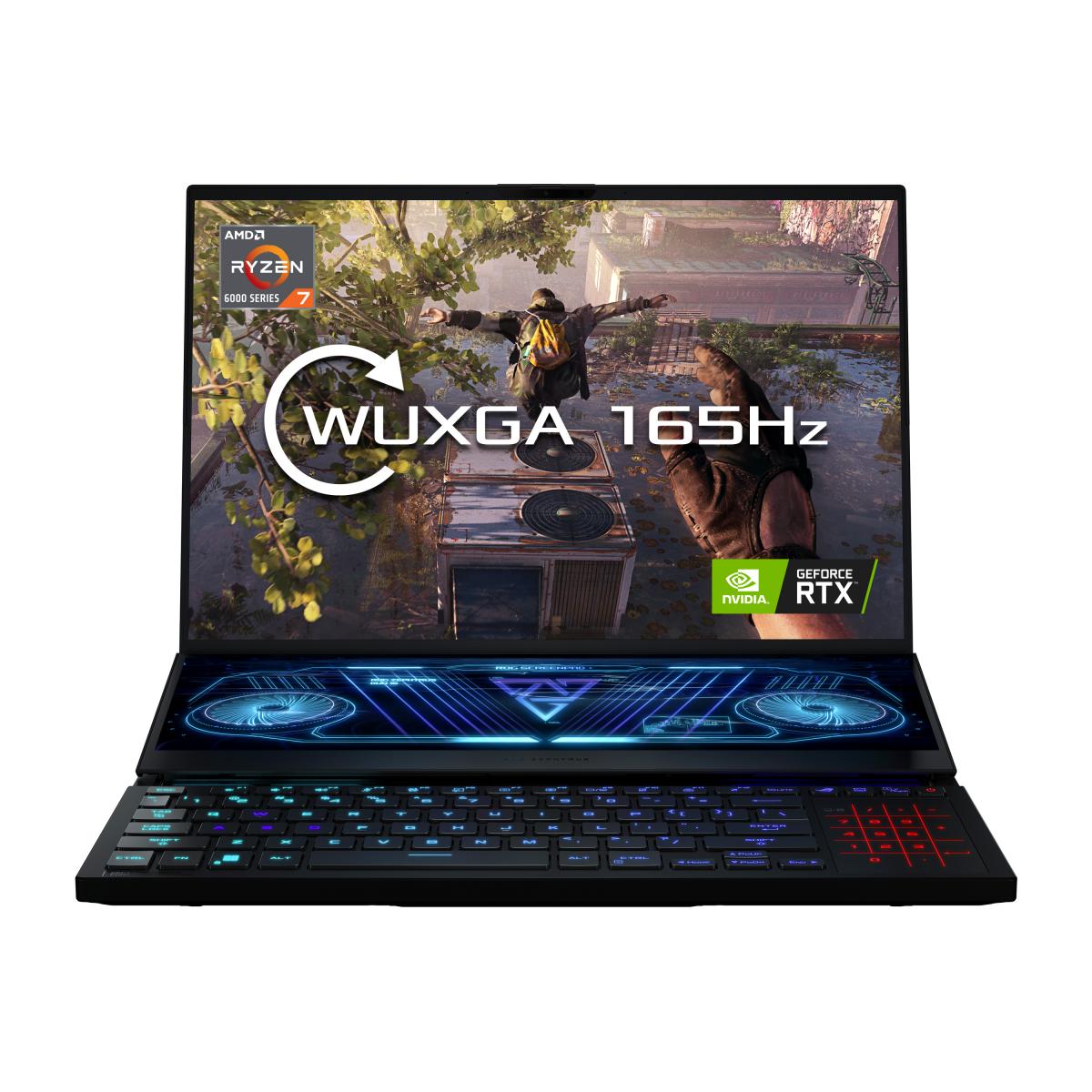 ASUS ROG Zephyrus Duo 16 GX650RW-LS044W AMD Ryzen™ 7 6800H Laptop 40.6 cm (16") WUXGA 16 GB DDR5-SDRAM 2 TB SSD NVIDIA GeForce RTX 3070 Ti Wi-Fi 6E (802.11ax) Windows 11 Home Black