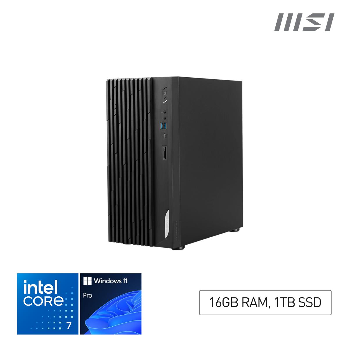 MSI Pro DP180 14A Intel Core 7 14700, Desktop PC, DP180 14A, SFF, Mini Computer, HTPC, (16GB RAM, 1TB Storage, Windows 11 ), Intel Graphics/DDR5/Dual HDMI/Dual LAN/WiFi 6E/BT 5.3
