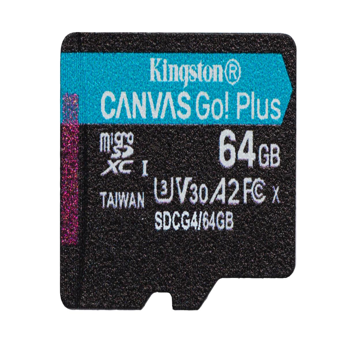 Kingston Technology 64GB microSDXC Canvas Go Plus Gen4 200R A2 U3 Single Pack w/o ADP