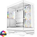 CiT Destiny White ATX Gaming Case With Two-Sided Tempered Glass and 4 x 120mm Infinity PWM ARGB Fans With 6-Port Hub Included