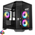 CiT DS240 Black ATX Gaming Case With Dual Chamber Panoramic Tempered Glass With 3 x CiT Pro Storm 120mm Fans and 6 Port PWM Hub
