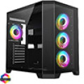 CiT DS360 Black ATX Gaming Case With Dual Chamber Panoramic Tempered Glass With 4 x CiT Celsius 120mm Fans and 6 Port PWM Hub