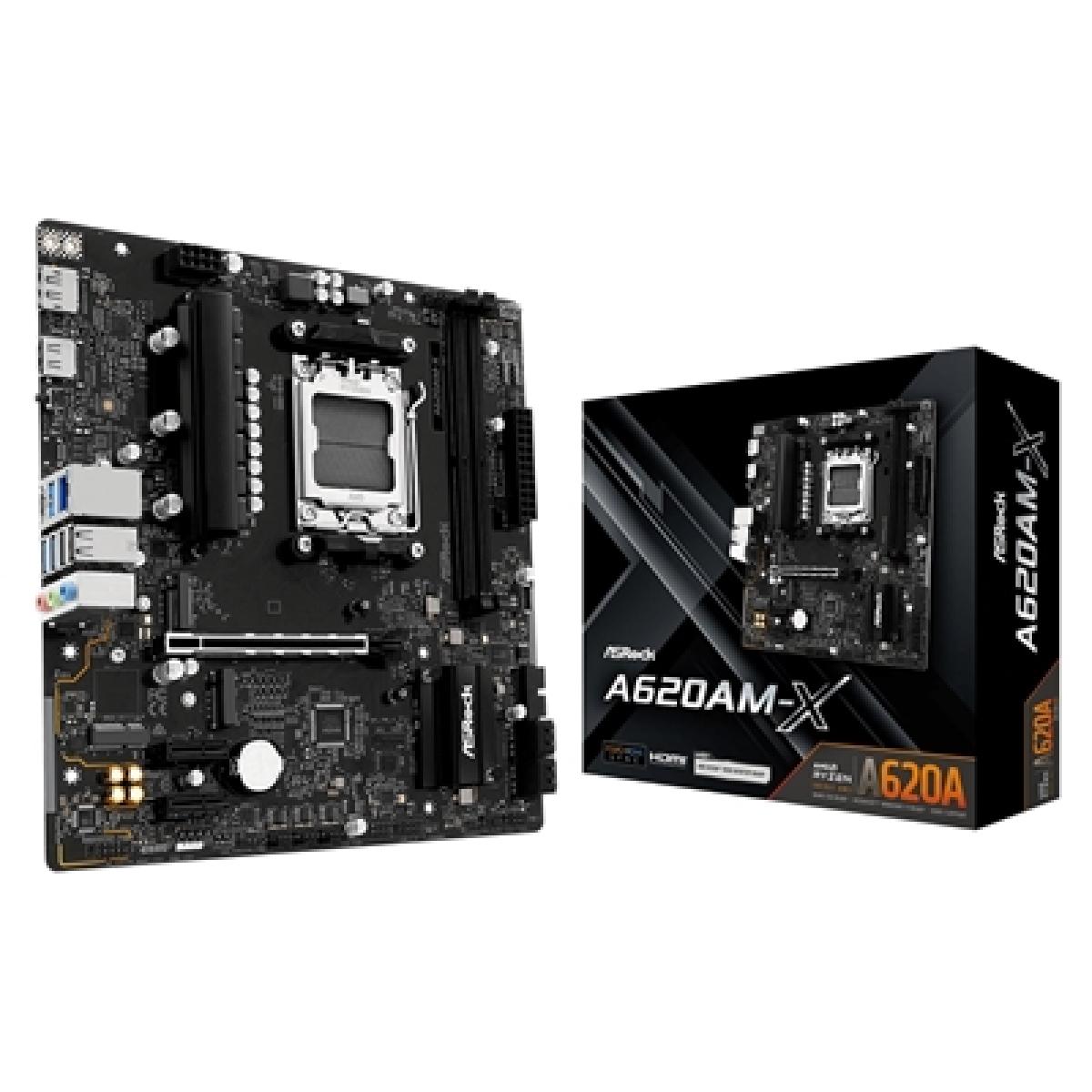 ASRock A620AM-X AMD Socket AM5 Motherboard, 2x DDR5 Slots, 2x M.2 Socket, 2.5GbE LAN, 1x HDMI Port / 1x Display Port