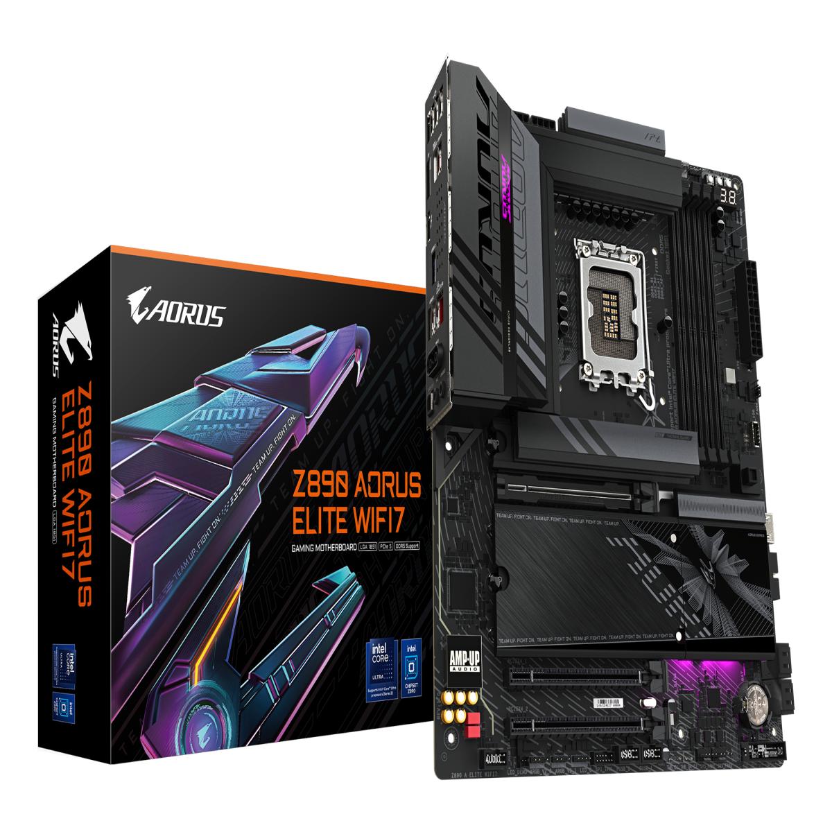GIGABYTE Z890 AORUS ELITE WIFI7 Motherboard - Supports Intel Core Ultra (Series 2) CPUs, 16+1+2 phases VRM, up to 8800MHz DDR5 (OC), 1xPCIe 5.0 + 3xPCIe 4.0, Wi-Fi 7, 2.5GbE LAN, Thunderbolt 4