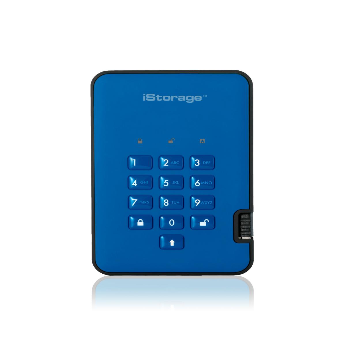 iStorage diskAshur² SSD 2TB Blue | Secure Portable Solid State Drive |AES-XTS 256-bit Hardware Encryption | PIN protected | OS & Platform Independent | TAA Compliant |Brute force hack defence | Dust/Water Resistant