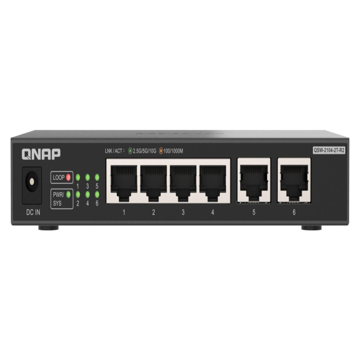 QNAP QSW-2104-2T-R2 network switch Unmanaged 10G Ethernet (100/1000/10000) Desktop Black