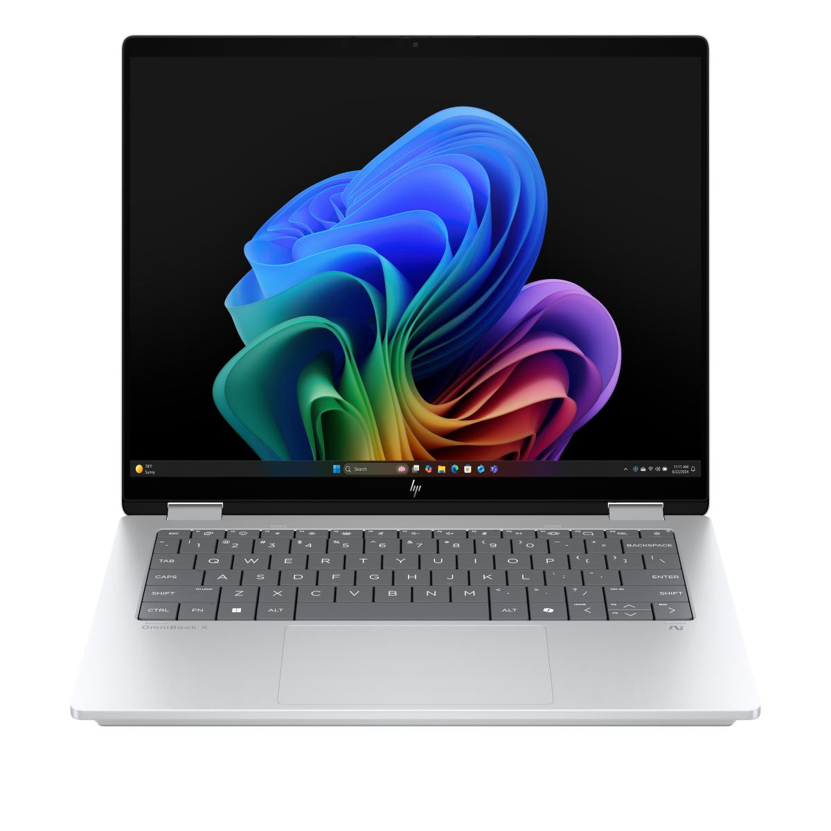 HP OmniBook X FlipNGAI 14-fm0005na Copilot+ PC Intel Core Ultra 5 226V Hybrid (2-in-1) 35.6 cm (14") Touchscreen 2K 16 GB LPDDR5x-SDRAM 512 GB SSD Wi-Fi 7 (802.11be) Windows 11 Home Silver
