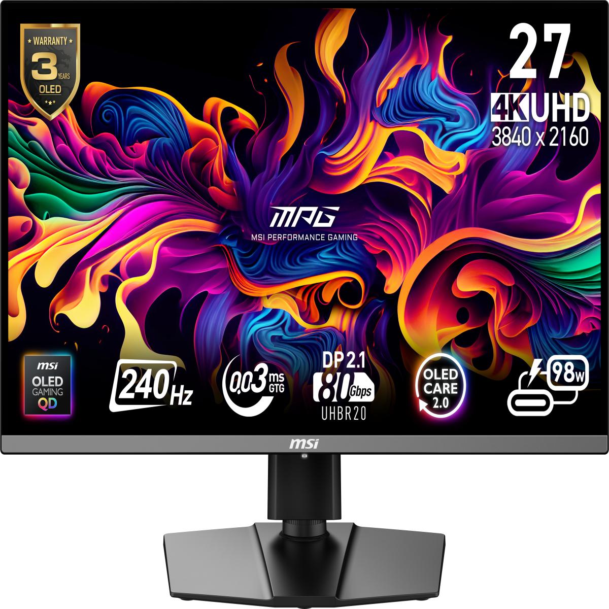 MSI MPG 272URX QD-OLED computer monitor 67.3 cm (26.5") 3840 x 2160 pixels 4K Ultra HD Black