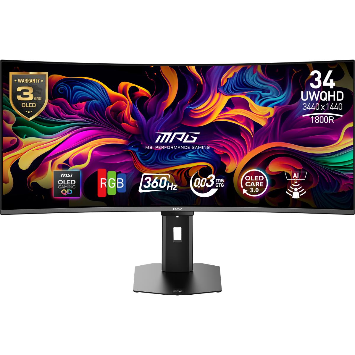 MSI MPG 341CQR QD-OLED X36 computer monitor 86.4 cm (34") 3440 x 1440 pixels UltraWide Quad HD Black