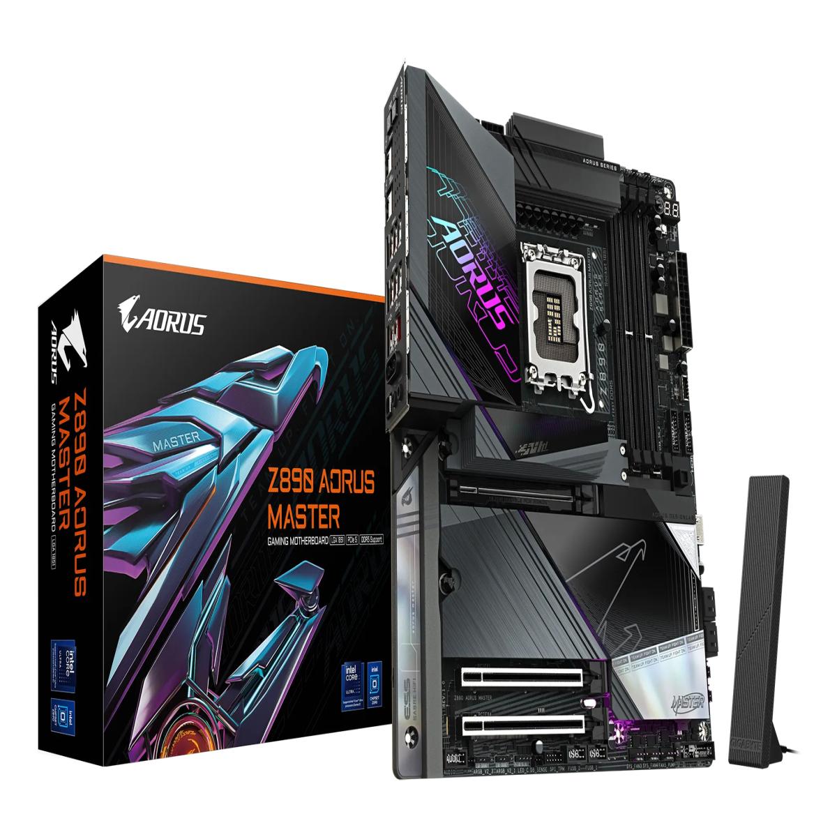 GIGABYTE Z890 AORUS MASTER Motherboard - Supports Intel Core Ultra (Series 2) CPUs, 18+1+2 phases VRM, up to 9500MHz DDR5 (OC), 2xPCIe 5.0 + 3xPCIe 4.0, Wi-Fi 7, 10GbE LAN, Thunderbolt 4