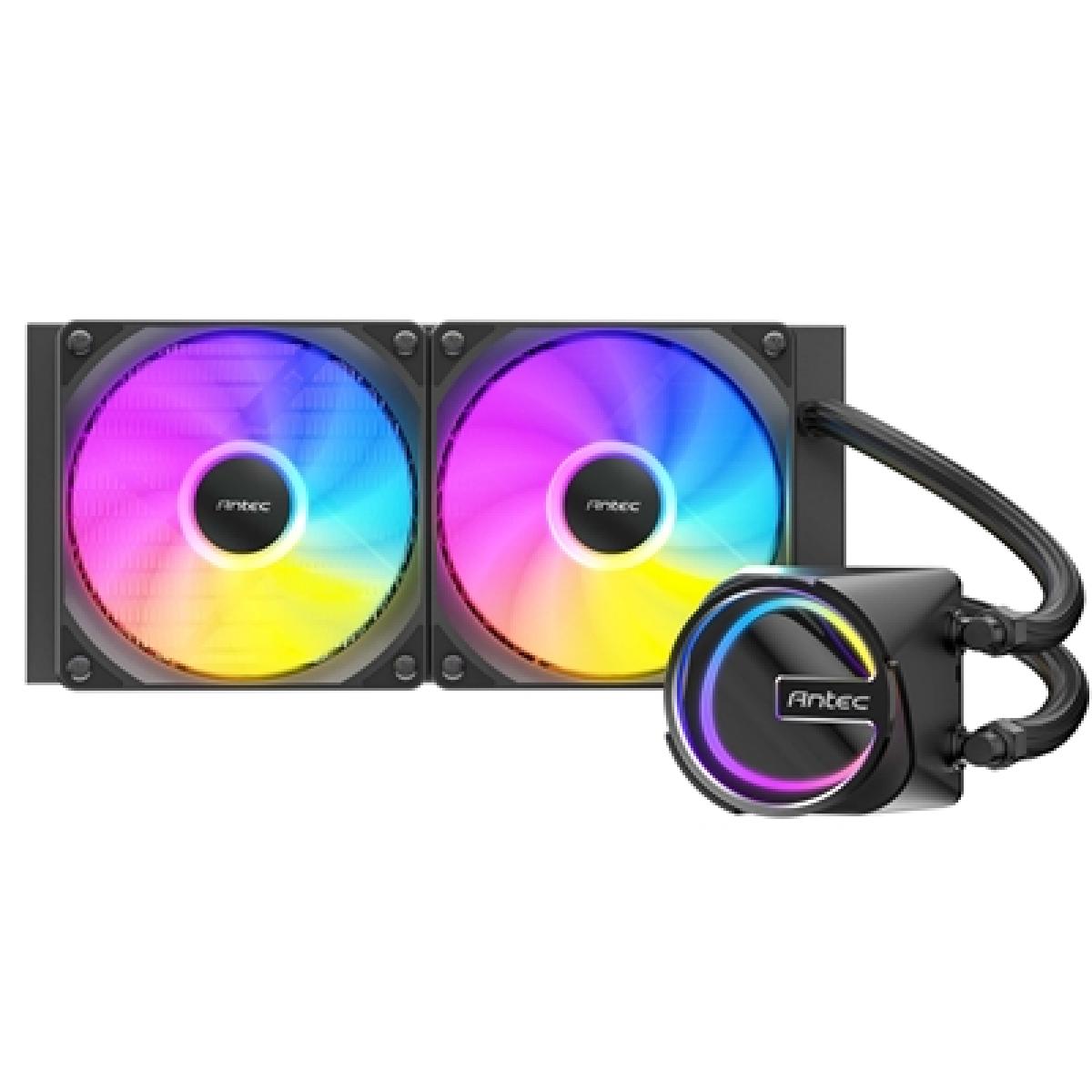 Antec Skeleton 240 ARGB Liquid CPU Cooler, Universal Socket, Black, 240mm Radiator, PWM up to 2000 RPM Cooling Fans, Addressable RGB LED Lighting  