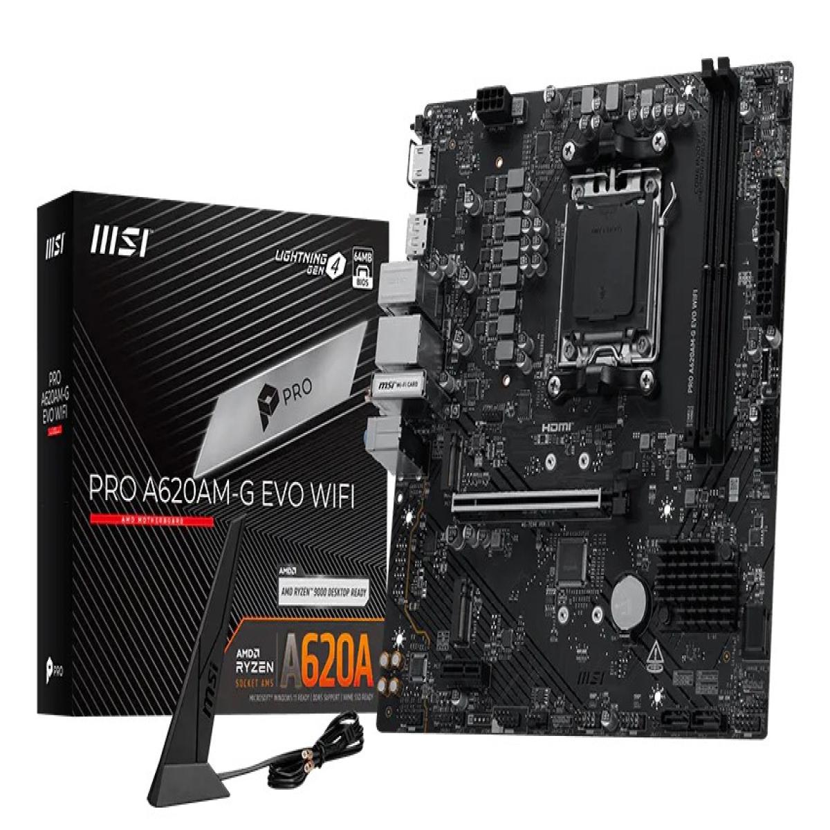 MSI Pro A620AM-G EVO WIFI AMD A620A Socket AM5 micro ATX
