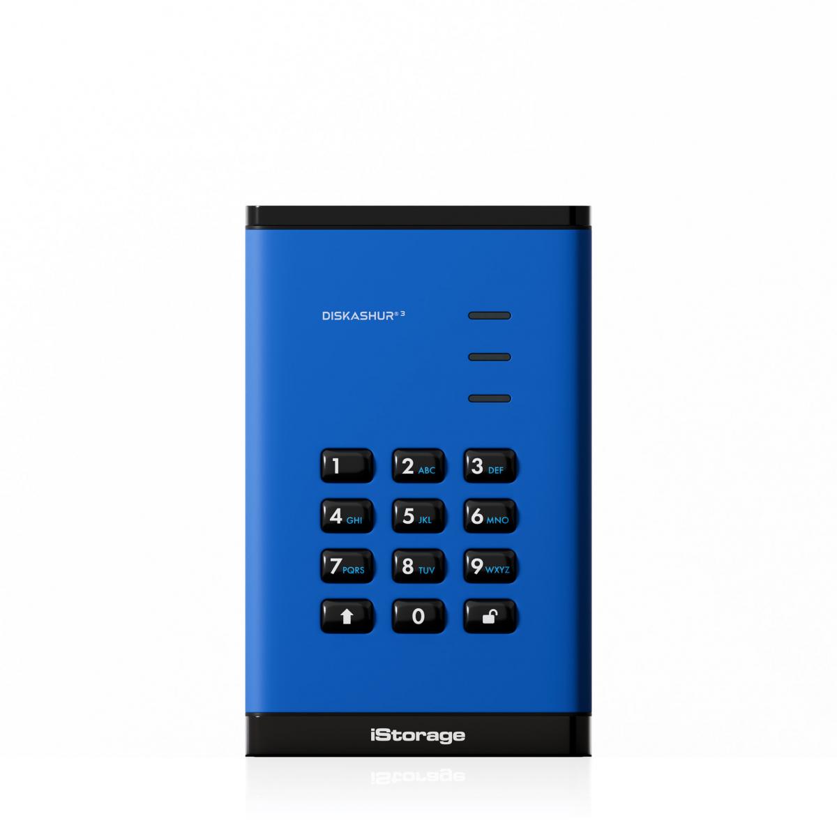 iStorage diskAshur³ SSD 2TB Blue | Secure Portable Solid State Drive | FIPS 140-3 Level 3 Complaint |Common Criteria EAL 5+ | PIN protected | AES-XTS 256-bit hardware encryption | GDPR, TAA Compliant | Dust/Water Resistant |