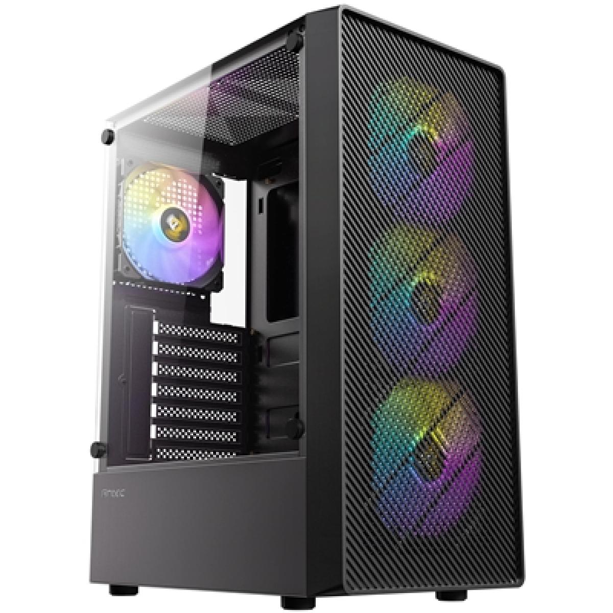 Antec AX26 RGB Elite Mid-Tower Gaming PC Case - Pre-Installed 4 x 120mm Fixed-RGB Fans, Tempered Glass Side Panel, High-Airflow Mesh Front - ATX/Micro-ATX/ITX