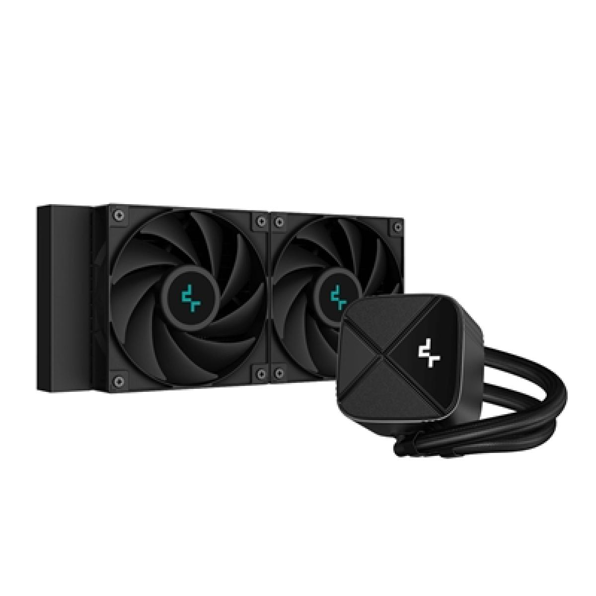DeepCool LS520S Zero Dark All In One Liquid CPU Cooler, 240mm Radiator, 2 x 120mm Deepcool Fans, Intel/AMD