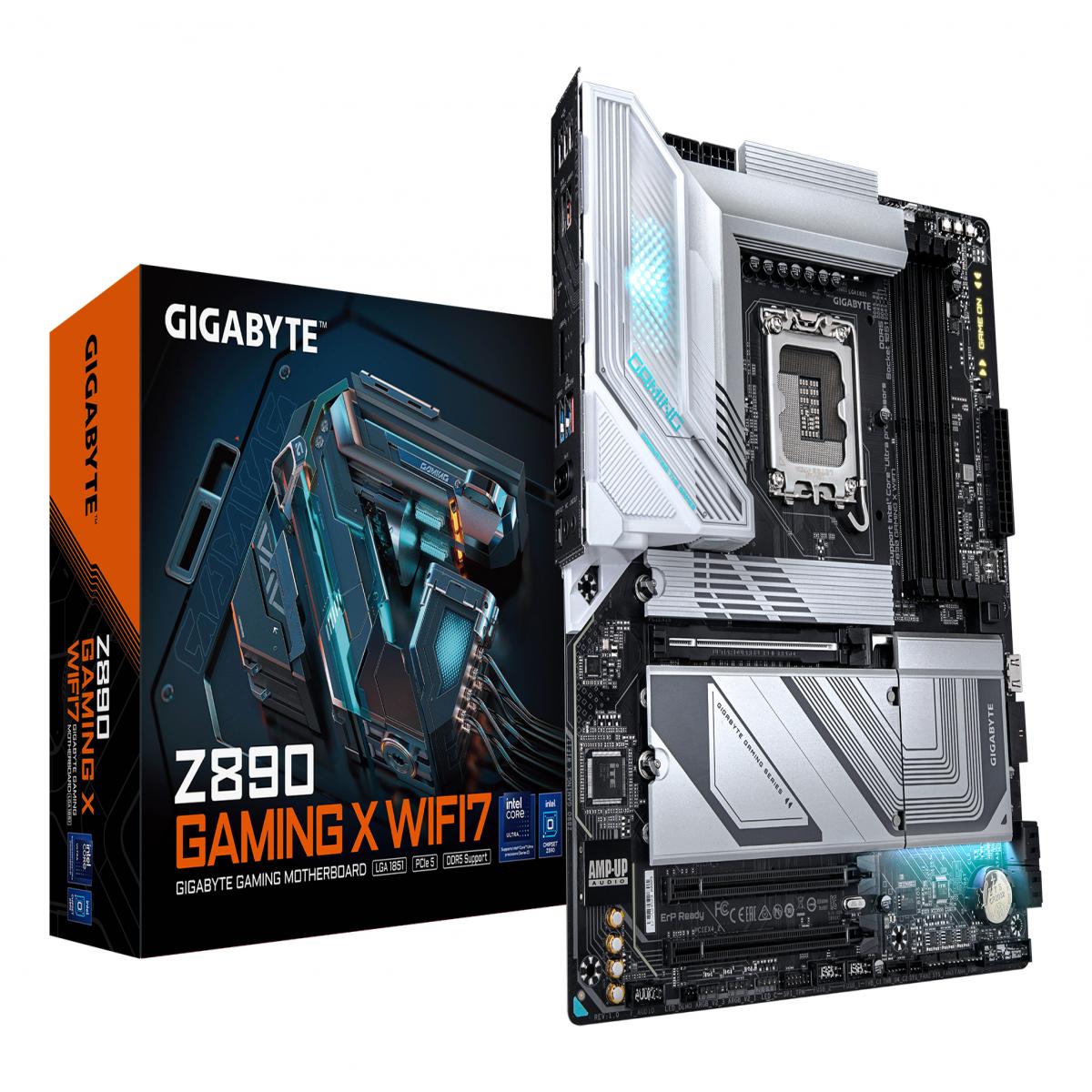 GIGABYTE Z890 GAMING X WIFI7 Motherboard - Supports Intel Core Ultra (Series 2) CPUs, 16+1+2 phases VRM, up to 8800MHz DDR5 (OC), 1xPCIe 5.0 + 3xPCIe 4.0, Wi-Fi 7, 2.5GbE LAN, USB 4