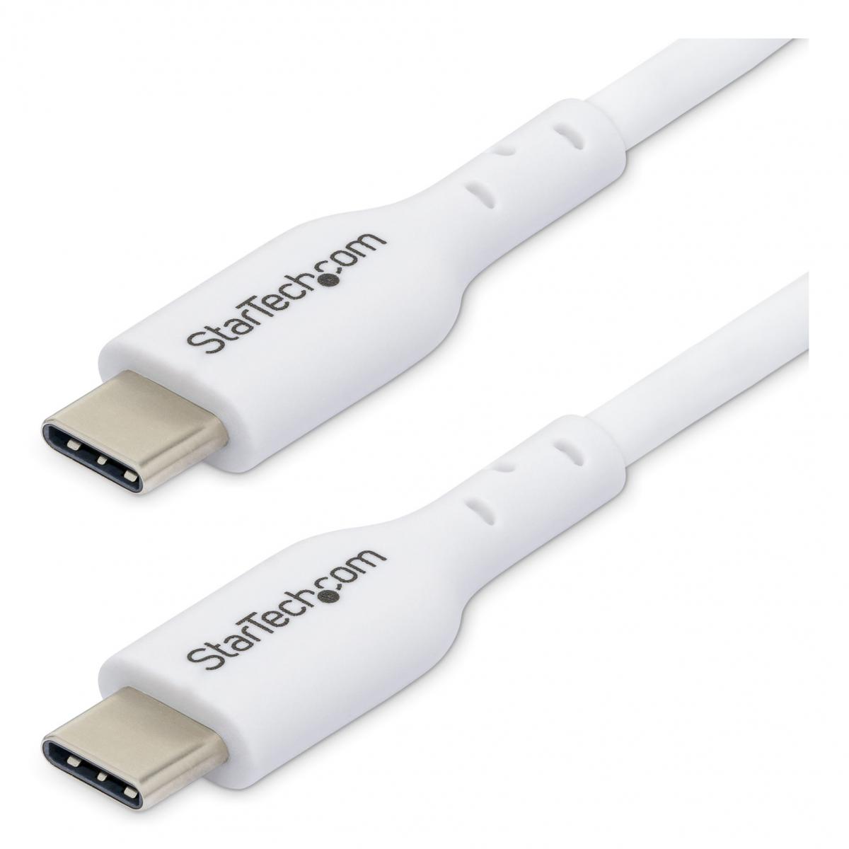 StarTech.com 1m (3.3ft) White USB-C Charging Cable, USB C Cable, USB 2.0 Type-C Laptop Charger Cord, 60W 3A Power Delivery, TPE Jacket, USB-C Data Transfer Cable, M/M