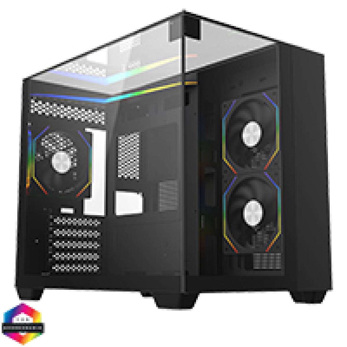 CiT Eclipse Black Micro-ATX Gaming Case With Three-Sided Tempered Glass and LED Strip With 3 x 120mm CiT Eclipse Infinity ARGB Fans