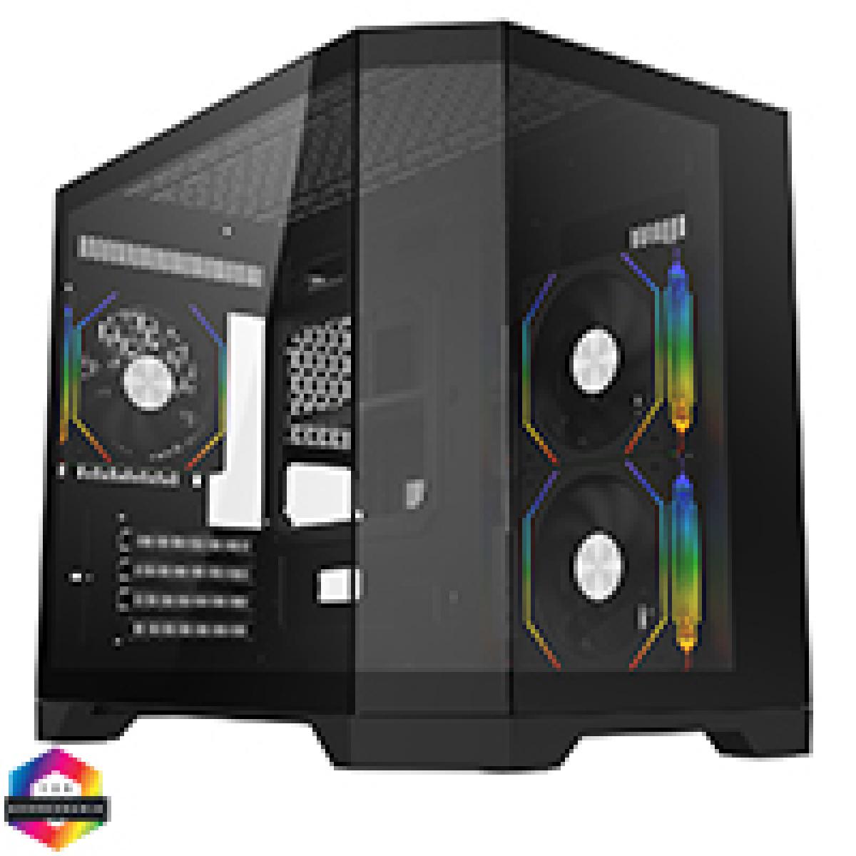 CiT Mars Black Micro-ATX Gaming Case With Dual Chamber Panoramic Tempered Glass With 3 x 120mm CiT Eclipse Infinity ARGB Fans