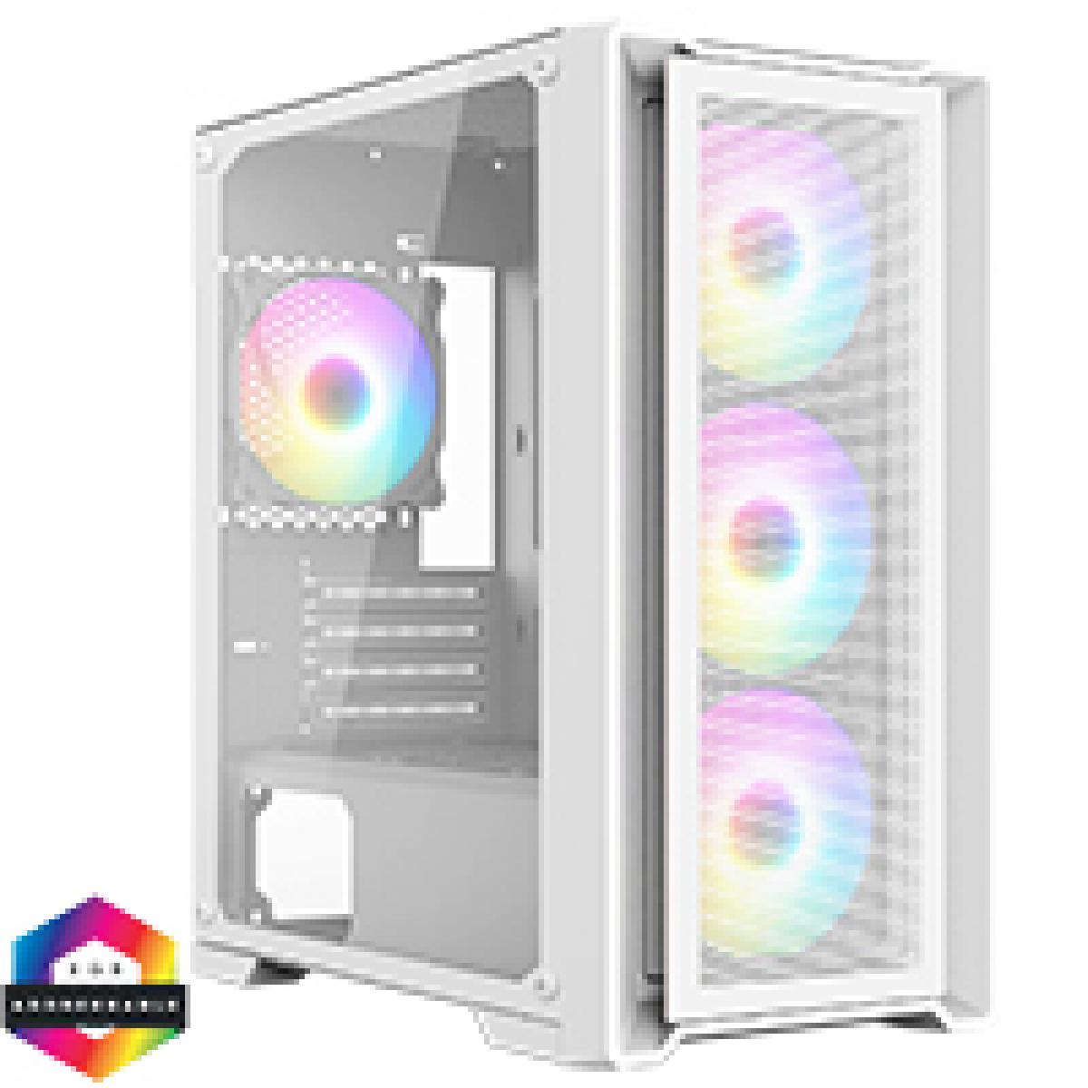 CiT Vento White Micro-ATX PC Gaming Case with 4 x 120mm ARGB Fans Included 1 x 6-Port Fan Hub Tempered Glass Side Panel 