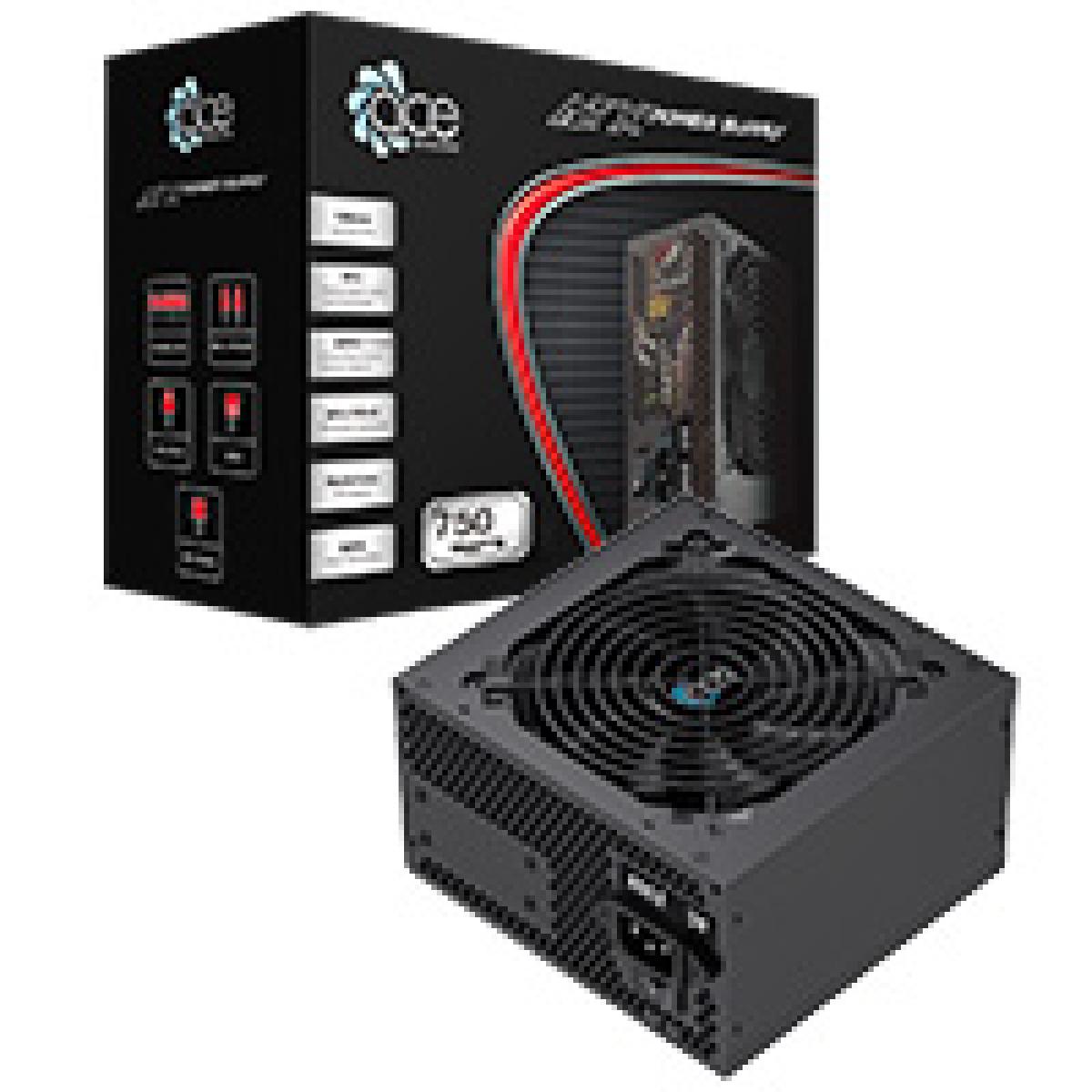 ACE 750w ATX PSU With 120mm Fan and Flat Black Cables