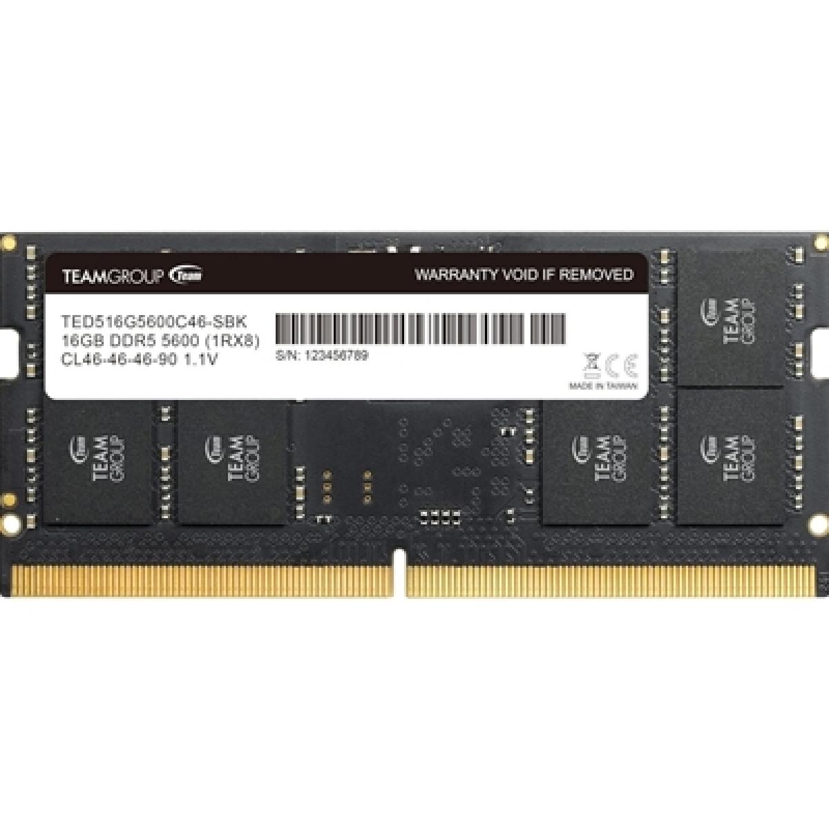 Team Elite TED516G5600C46A-S01 16GB (1x 16GB) SODIMM System Memory, 5600MHz, DDR5, CL46
