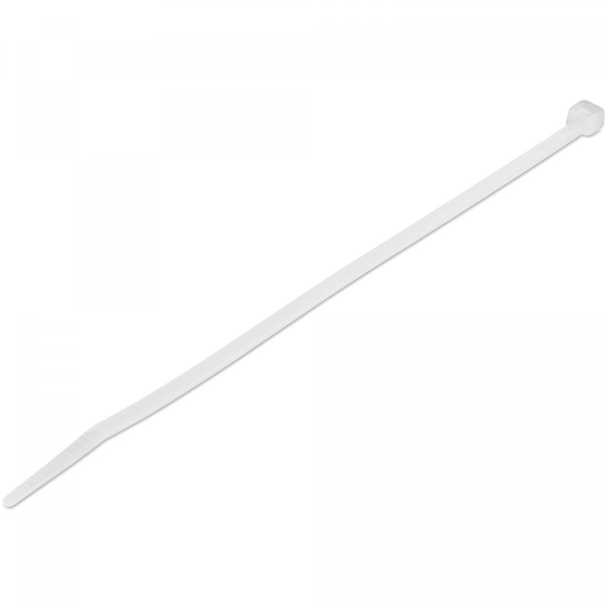 StarTech.com 8"(20cm) Cable Ties - 1/8"(4mm) wide, 2-1/8"(55mm) Bundle Diameter, 50lb(22kg) Tensile Strength, Nylon Self Locking Zip Ties with Curved Tip - 94V-2/UL Listed, 100 Pack - White