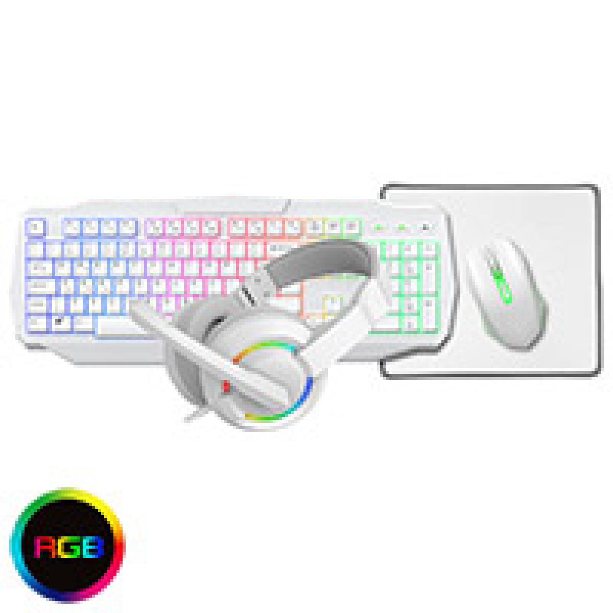 CiT Scorpion 4-in-1 White Keyboard Mouse Headset Mouse Pad Combo Kit