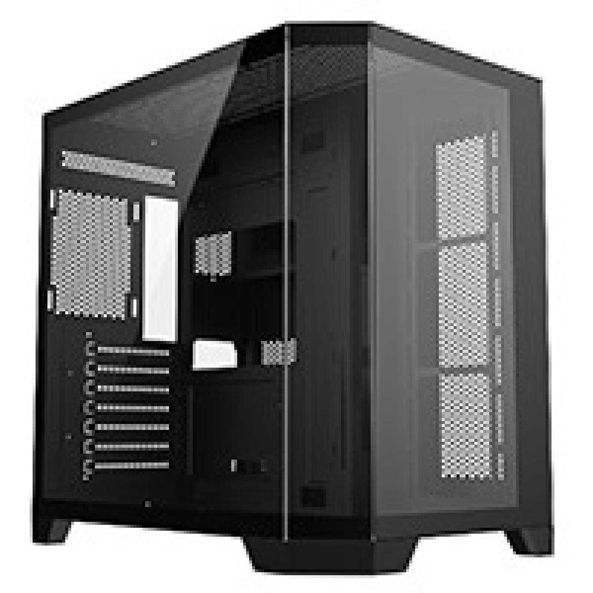 CiT DS360 Black ATX Gaming Case With Dual Chamber Panoramic Tempered Glass With 6 Port PWM Hub