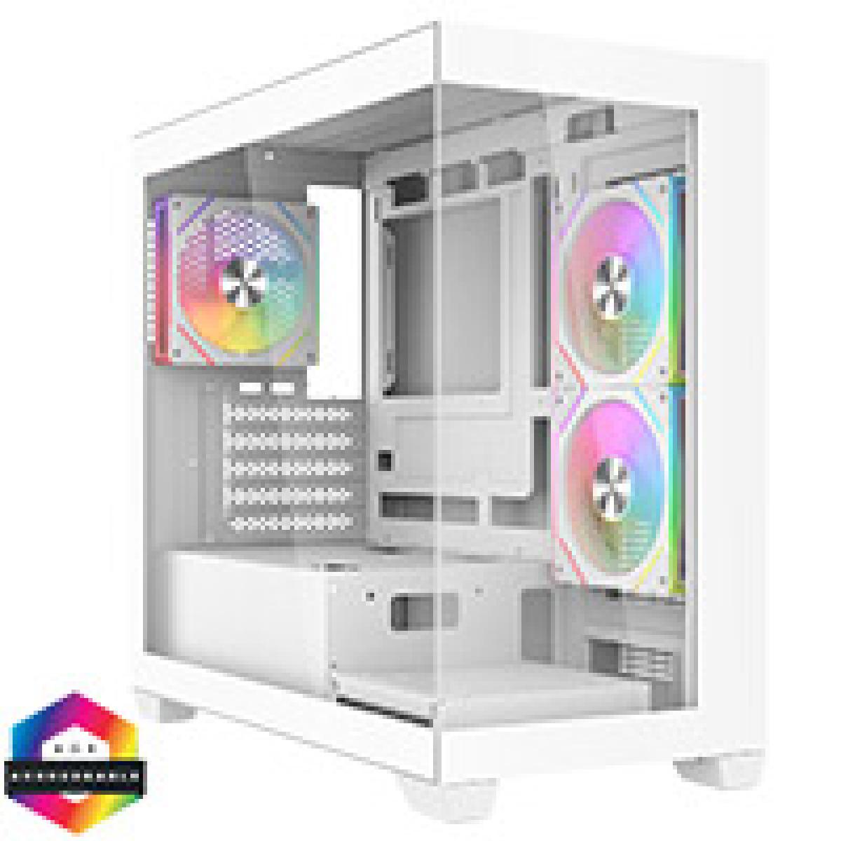 CiT Mercury White Micro-ATX Gaming Case With Two-Sided Tempered Glass and Power Supply Shroud With 3 x 120mm Infinity PWM ARGB Fans