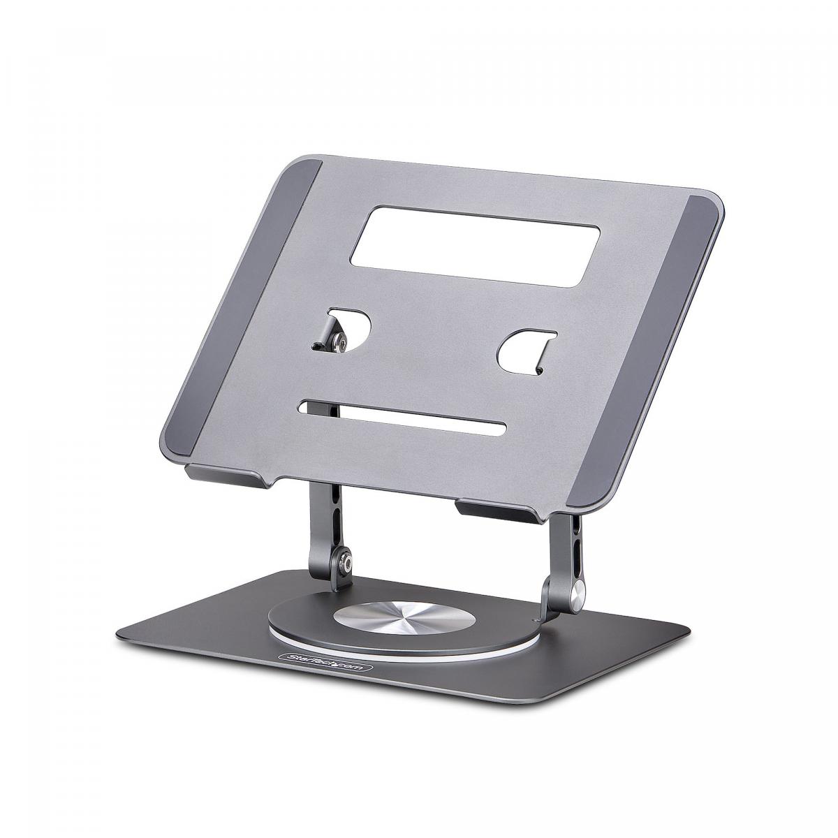 StarTech.com Rotating Laptop Stand, 360 Swivel, Ergonomic Desk Riser for Computer, Elevated Tray w/ Adjustable Tilt, Max 11lb/5kg, Aluminum Build, Portable Design