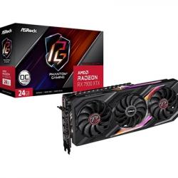 ASRock AMD Radeon RX 7900 XTX Phantom Gaming 24GB OC Graphics Card, 24GB GDDR6, 6144 Streams, 2615 MHz Boost Clock, Triple Fan, RGB, 3x DisplayPorts / 1x HDMI Port