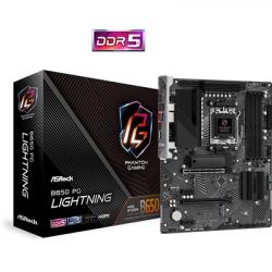 ASRock B650 PG Lightning AMD AM5 Socket Motherboard, ATX, 4x DDR5 Slots, 3x M.2 Sockets, Fitted I/O Shield, 2.5GbE LAN, 1x HDMI Port