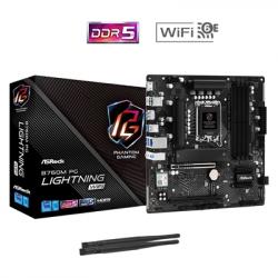 ASRock B760M PG Lightning WiFi Intel 1700 Socket Motherboard, Micro-ATX, 4x DDR5 Slots, 4x M.2 Sockets, 1x USB-C Port, 2.5GbE LAN, Wi-Fi 6E, 1x DisplayPort / 1x HDMI Port