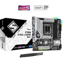 ASRock B760M Steel Legend WiFi Intel 1700 Socket Motherboard, Micro-ATX, 4x DDR5 Slots, 3x M.2 Sockets, Fitted I/O Shield, 2.5GbE LAN, Wi-Fi 6E, 1x DisplayPort / 1x HDMI Port