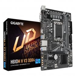 Gigabyte H610M H V3 DDR4 Ultra Durable Intel 1700 Socket Motherboard, Micro-ATX, 2x DDR4 Slots, 1x M.2 Socket, GbE LAN, 1x D-Sub / 1x HDMI Port