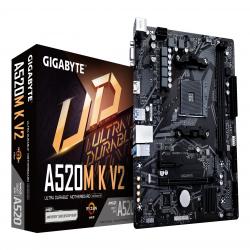 GIGABYTE A520M K V2 Motherboard - Supports AMD Ryzen 5000 Series AM4 CPUs, up to 5100MHz DDR4 (OC), PCIe Gen3 x4 M.2, GbE LAN, USB 3.2 Gen 1