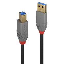 Lindy 0.5m USB 3.2 Type A to B Cable, 5Gbps, Anthra Line