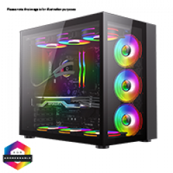GameMax Infinity Mid-Tower ATX PC Black Gaming Case Bundle With 6 x ARGB Fans Included