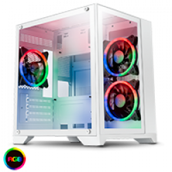 GameMax Infinity Mini Micro-ATX PC White Gaming Case With 3 x Velocity RGB Fans 4-Port Hub and LED Strip With Tempered Glass Side Panel
