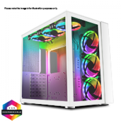 GameMax Infinity Mid-Tower ATX PC White Gaming Case Bundle With 6 x ARGB Fans Included