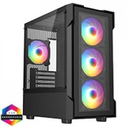 CiT Tsunami Black Micro-ATX Gaming Case With 4 x 120mm ARGB Inner-Ring Fans and Tempered Glass Panels With 30 Percent Tint