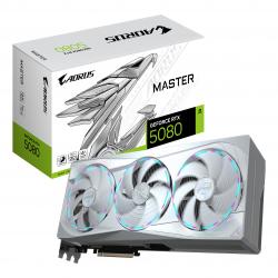 Gigabyte NVIDIA GeForce RTX 5080 AORUS MASTER ICE 16GB GDDR7 Graphics Card, 10752 CUDA Cores, 2805 MHz Core Clock, Triple Fan, White, RGB, 3x DisplayPorts / 1x HDMI Port