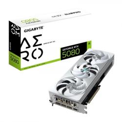 Gigabyte NVIDIA GeForce RTX 5080 AERO OC SFF 16GB GDDR7 Graphics Card, 10752 CUDA Cores, 2730 MHz Core Clock, Triple Fan, White, RGB, 3x DisplayPorts / 1x HDMI Ports